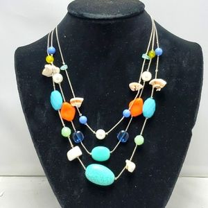 Bay studio genuine shell neck turquoise pearl salmon